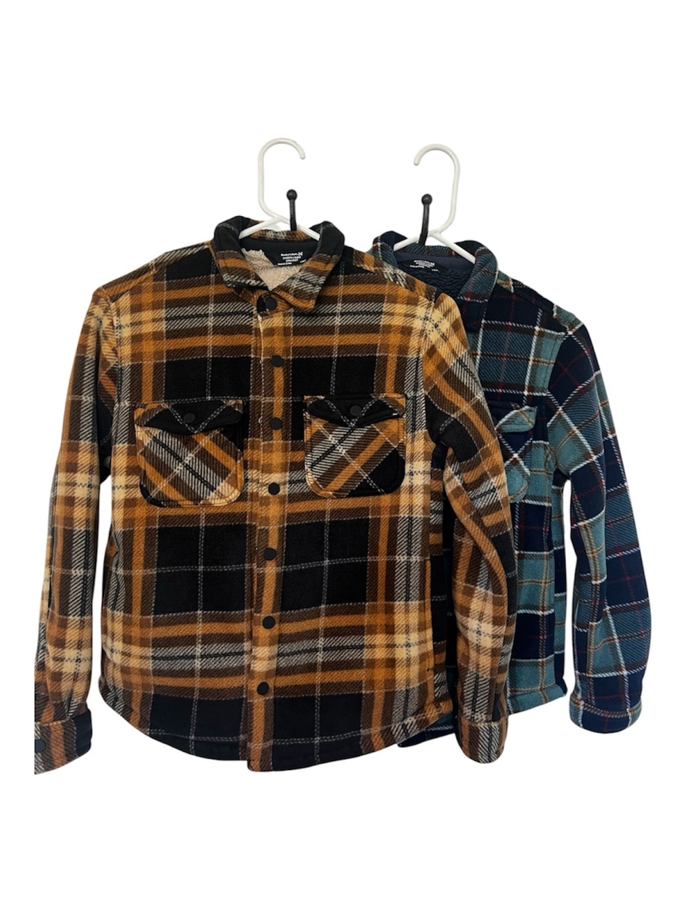 Member’s Mark Sherpa Lined Shacket Jacket lot Boys Large 10/12 Plaid 2 Pc